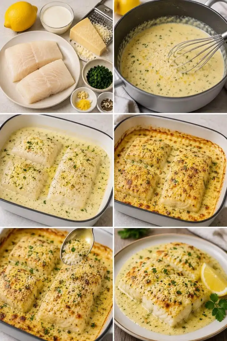Überbackener Kabeljau mit Zitrone und Parmesan