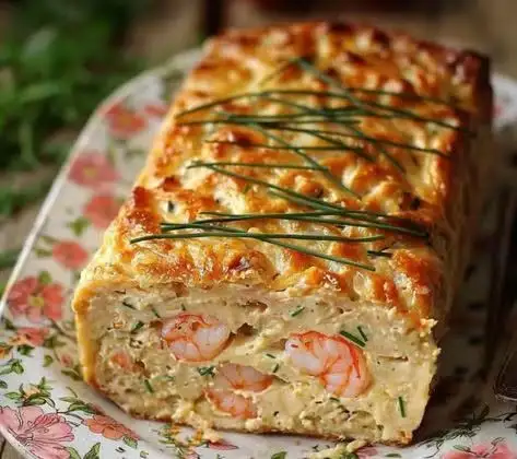 Herzhafter Kuchen mit Garnelen