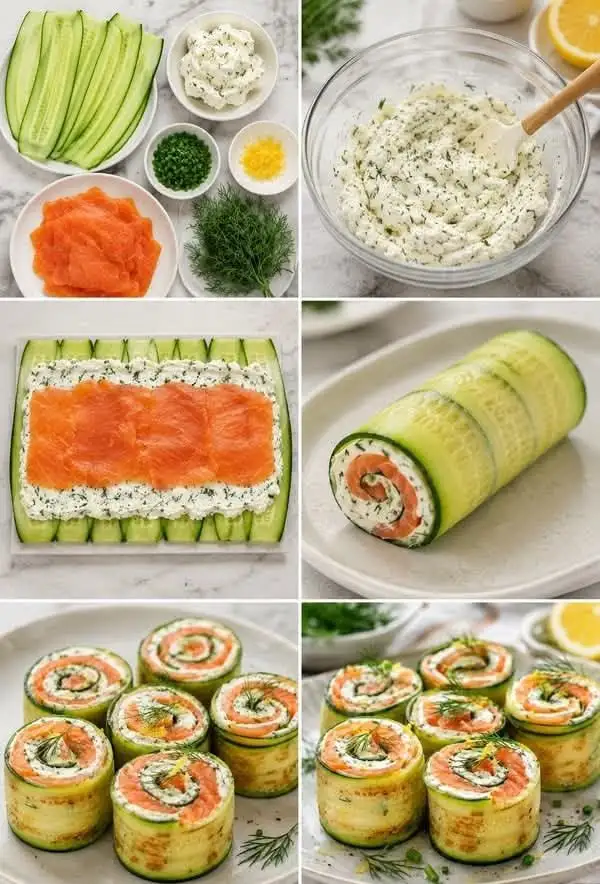 Gurkenröllchen mit Lachs