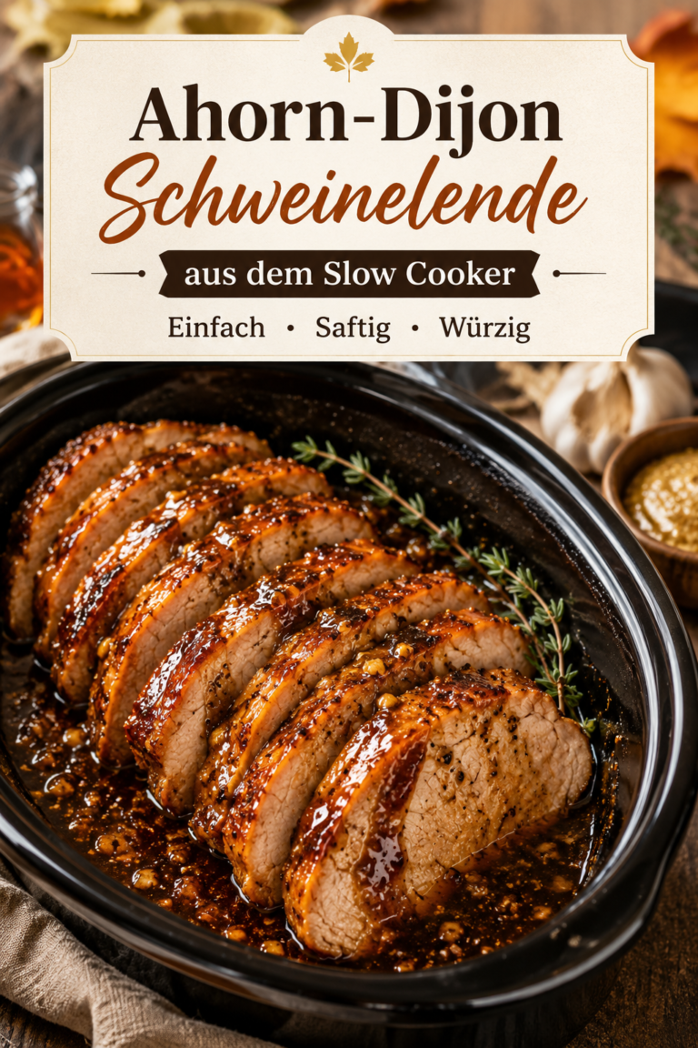 Slow-Cooker-Putenbraten mit Ahornsirup und Dijon, in Scheiben geschnitten und mit glänzender süß-würziger Sauce serviert