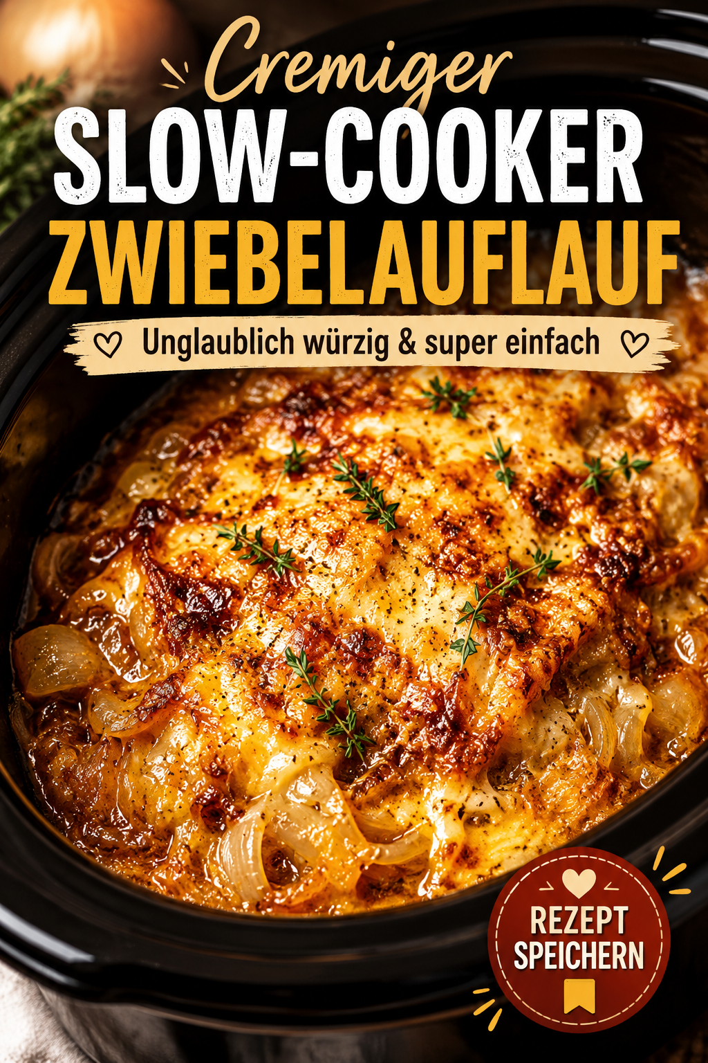 Cremige Slow-Cooker-Farfalle mit Mozzarella, Pilzsauce und goldbraun geschmolzener Käsekruste