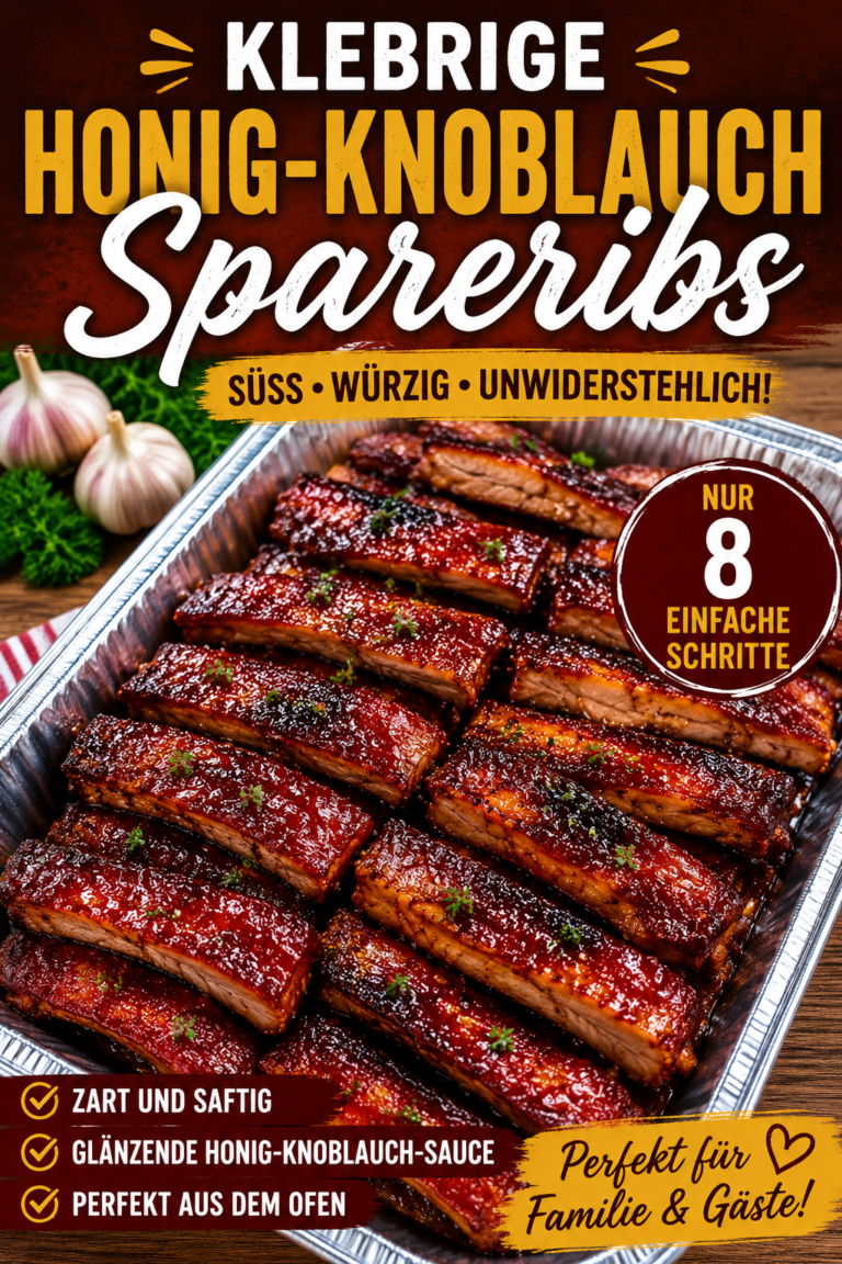 Glänzende Honig-Knoblauch-Spareribs mit süß-würziger Honig-Soja-Glasur aus dem Backofen