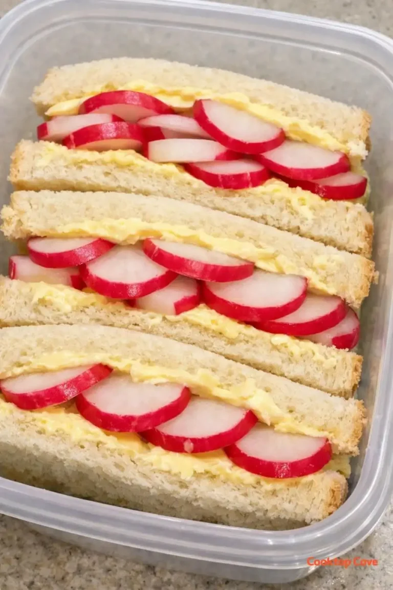 Radieschen Sandwich Rezept mit Butter und frischen Radieschen auf weißem Brot