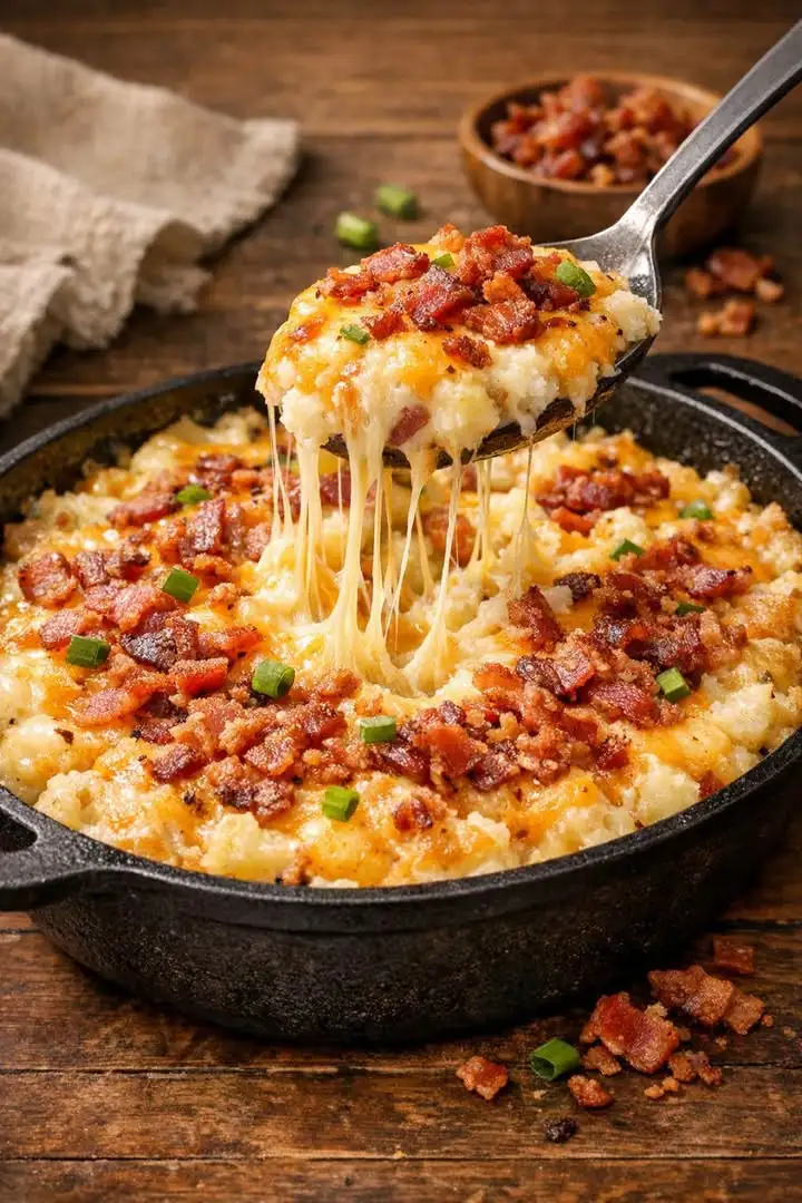 LeckerInspo 5-Zutaten Kartoffelauflauf aus dem Slow Cooker mit Käse und Bacon