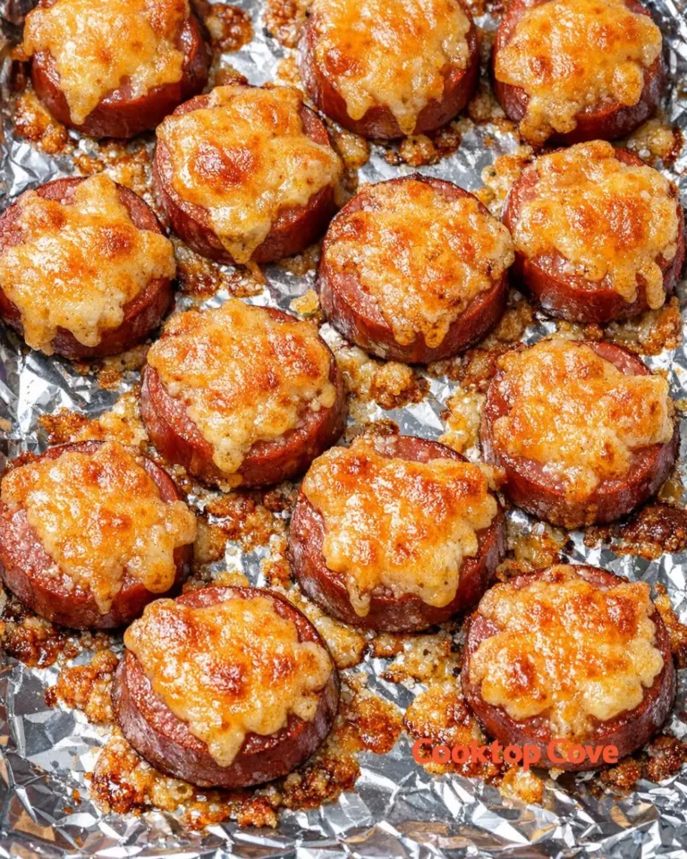 Low Carb Hot Dog Cheddar Bites mit geschmolzenem Cheddar und Senf frisch aus dem Ofen serviert.