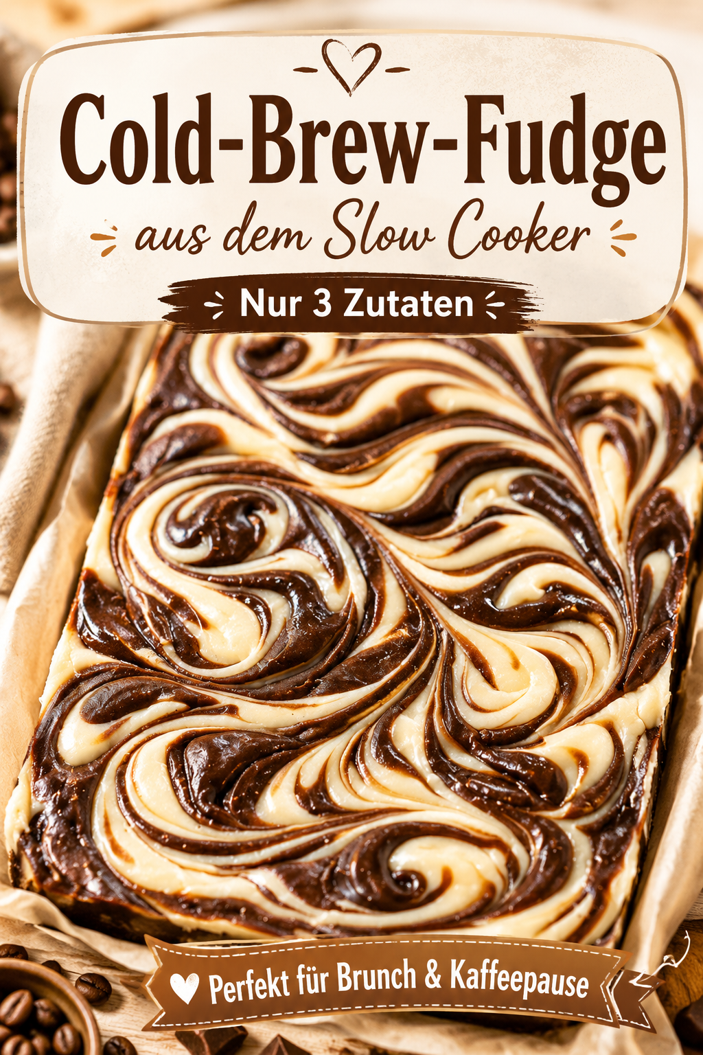 Cremiger Cold-Brew-Fudge aus dem Slow Cooker mit dunkler Schokolade und feinem Kaffee-Swirl