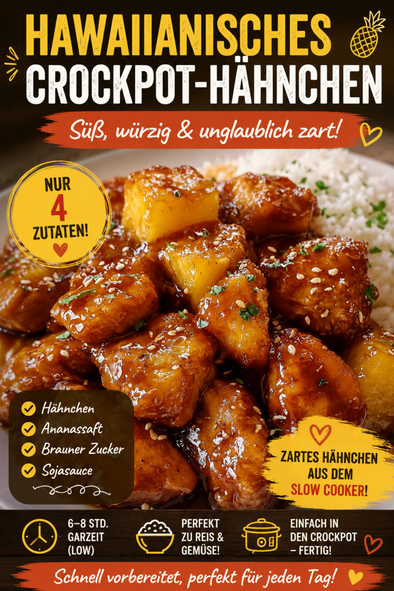 Hawaiianisches Crockpot-Hähnchen mit zarten Hähnchenstücken und süß-würziger Ananas-Sojasauce